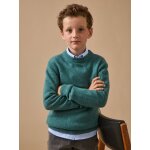 Pull gar�on en laine merinos celadon