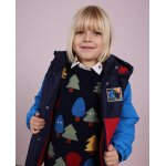 Pull gar�on en maille douce � motifs d'arbres bleu