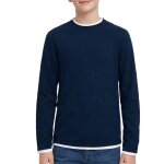 Pull gar�on manches longues twinn knit neck marine