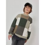 Pull gar�on patchwork blanc