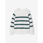 Pull gar�on ray� vert sauge