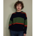 Pull gar�on en tricot avec rayures contrast�es et tons vifs bleu