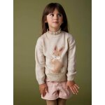 Pull jacquard animalier anim de paillettes fille beige chin