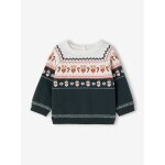 Pull jacquard bébé garçon noël vert sapin Pull jacquard bébé garçon noël vert sapin