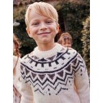 Pull jacquard col rond garon beige