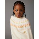 Pull jacquard fille cru