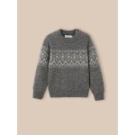 Pull jacquard garon anthracite chine