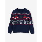 Pull jacquard gar�on manches longues marine