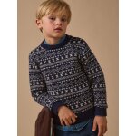Pull jacquard avec laine gar�on marine