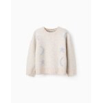 Pull jacquard, manche longue, laine orange clair