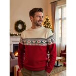 Pull jacquard de nol adulte capsule famille rouge