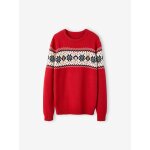 Pull jacquard de nol adulte collection capsule famille rouge