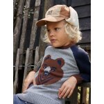 Pull jacquard ours garon manches raglan gris chin