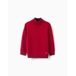Pull en laine mlange avec col montant rouge fonc