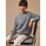 Pull en laine et mohair fille gris chine clair