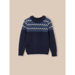 Pull lambswool jacquard marine Pull lambswool jacquard marine