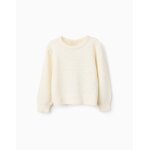 Pull en maille ajoure et paules tombantes blanc