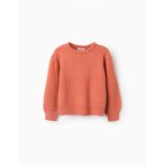 Pull en maille ajoure et paules tombantes orange
