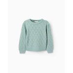 Pull en maille ajoure et paules tombantes vert clair