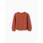 Pull en maille ajour�e avec manches bouffantes marron