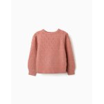 Pull en maille ajour�e avec manches bouffantes rose