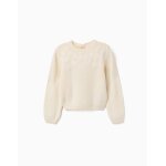 Pull en maille avec broderie florale blanc