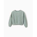 Pull en maille chenille � �paules tombantes vert