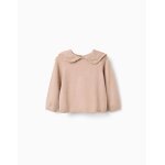 Pull en maille avec col festonn� beige clair