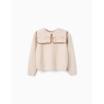 Pull en maille avec col maxi en crochet b&s beige clair