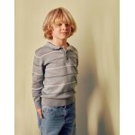 Pull en maille � col polo et rayures vert clair