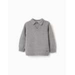 Pull en maille avec col de style polo b&s gris