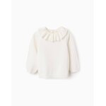Pull en maille avec col  volants beige clair