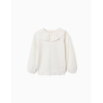Pull en maille avec col � volants blanc
