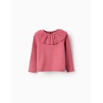 Pull en maille avec col  volants rose fonc