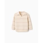 Pull en maille de coton � col polo blanc