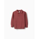 Pull en maille de coton avec lignes en relief marr�n