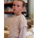 Pull en maille de coton � volants beige clair