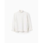Pull en maille fine et col montant blanc