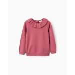 Pull en maille fine avec volants rose fonc