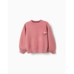 Pull en maille avec fleurs brod�es rose