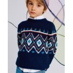 Pull en maille avec jacquard bleu fonc