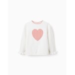 Pull en maille avec jacquard dtoile et volants blanc