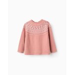 Pull en maille avec jacquard rose