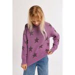 Pull en maille � motifs �toiles mauve