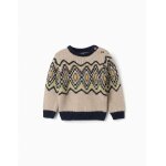 Pull en maille avec motif jacquard beige