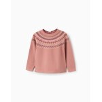 Pull en maille avec motif jacquard rose