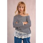 Pull en maille ray� offwhite / navy blue