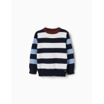 Pull en maille � rayures bleu fonc�
