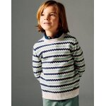 Pull en maille � rayures en jacquard b&s beige