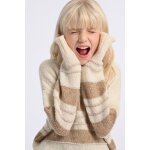 Pull en maille, rayures en relief cru / beige